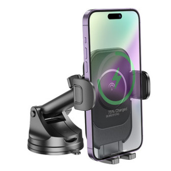 Suporte De Telemóvel Para Carro Borofone Bh203 Preto Com Carregador Sem Fio 15w