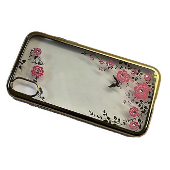 Capa Silicone Gel Com Desenho Flor Apple Iphone X Dourado