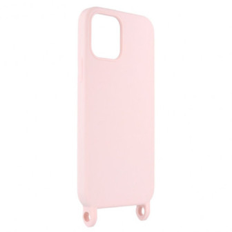 Capa Silicone Gel Apple Iphone 12/12 Pro Rosa Clara Robusta Com Corda