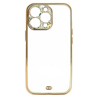 Capa Silicone Gel Apple Iphone 14 Pro Dourado Com Protetor De Câmera Brilhante
