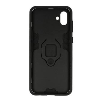 Samsung Galaxy A04 Black Anti-shock Armor Carbon Ring Armor Silicone Case