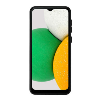 Samsung Galaxy A04 Black Leather Cushioned Silicone Case With Camera Protector D2