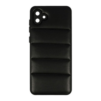 Samsung Galaxy A04 Black Leather Cushioned Silicone Case With Camera Protector D2