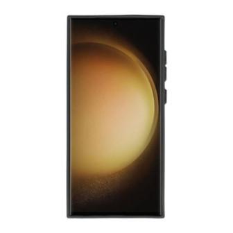 Samsung Galaxy S23 Ultra Black Leather Cushioned Silicone Case With Camera Protector D3