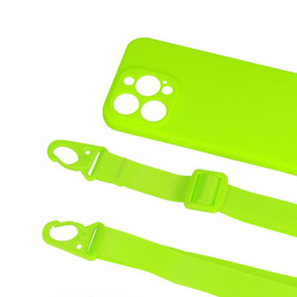 Apple Iphone 15 Pro Max Lime Silicone Case With Camera Protector And String