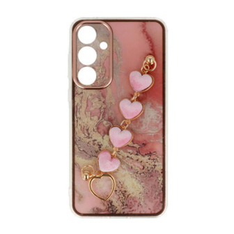 Samsung Galaxy A15 4G/5G Pink Silicone TPU Case With Camera Protector And Chain Design 6