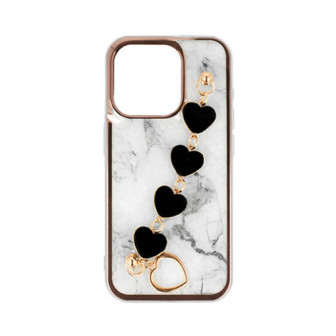 Apple Iphone 16 White Silicone TPU Case With Chain Design 6
