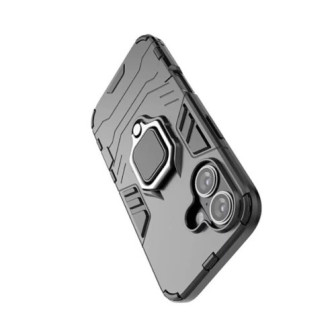 Apple Iphone 16 Plus Black Ring Armor Armor Carbon Anti-Shock Silicone Case