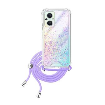Oppo Reno8 Lite/Reno7 Z 5G Lilac Glitter Silicone Case With Rope