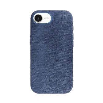 Capa Silicone Dura Apple Iphone 16e Azul Escuro Couro Com MagSafe