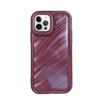 Apple iPhone 14 Pro Metallic Burgundy Silicone Case With Wavy Effect