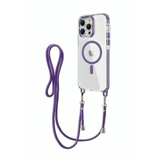 Apple iPhone 14 Pro Max Purple Bumper Silicone Gel Case MagSafe With Rope