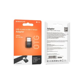 Borofone BV18 ​​Black USB-A To USB-C 3A 5V Adapter