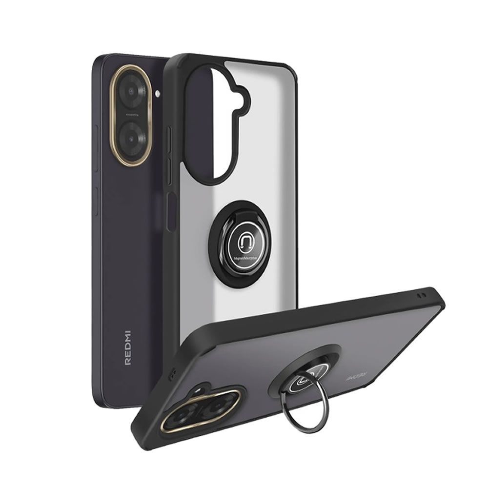 Xiaomi Redmi A5 Black TPU Silicone Case With Magnetic Finger Ring