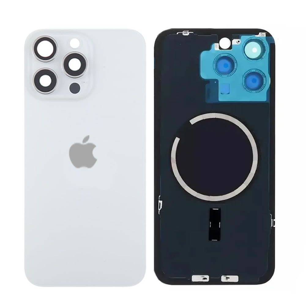 Tampa Traseira Apple Iphone 15 Pro Max Titânio  Branco Com Lente de Câmera