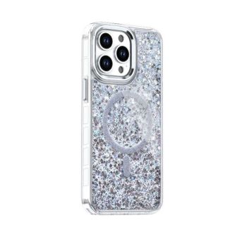 Apple iPhone 16 Pro Max Silver Glitter MagSafe Hard Silicone Case