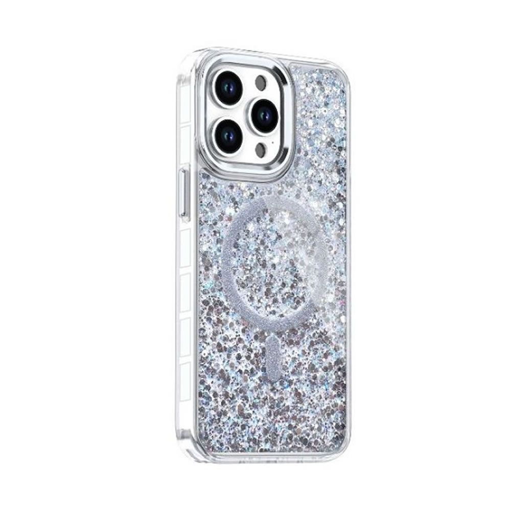 Apple iPhone 16 Pro Max Silver Glitter MagSafe Hard Silicone Case Apple iPhone 16 Pro Max Silver Glitter MagSafe Hard Silicone Case