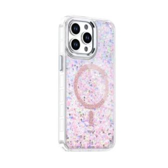 Apple iPhone 16 Pro Max Pink Glitter MagSafe Hard Silicone Case