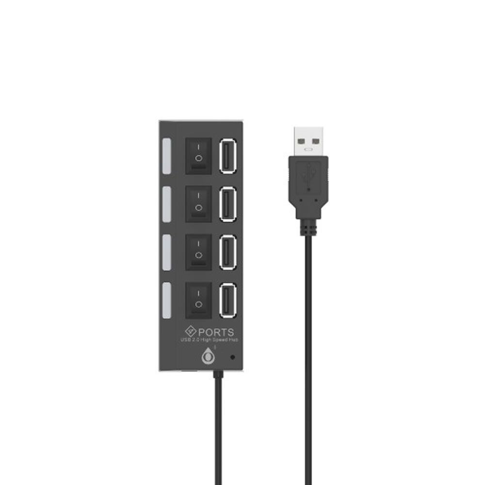 One Plus NG6054 Black 2.0 Hub Adapter With 4 USB Ports And Switch One Plus NG6054 Black 2.0 Hub Adapter With 4 USB Ports And Switch