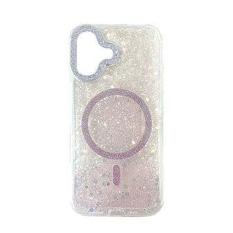 Apple iPhone 16 Pink Glitter MagSafe Hard Silicone Case Apple iPhone 16 Pink Glitter MagSafe Hard Silicone Case