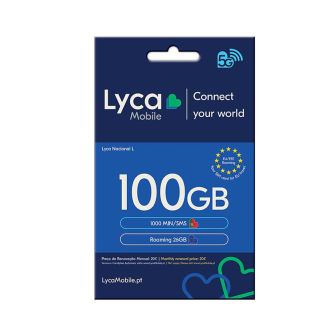 Cartao SIM Lyca 100GB 1000min/SMS