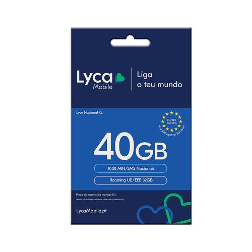 Cartao SIM Lyca 40GB 500min/SMS