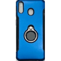 Silicone Case With Metal And Finger Ring Samsung Galaxy M20 Blue