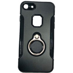 Silicone Case With Metal And Finger Ring Apple Iphone 7/8 Black