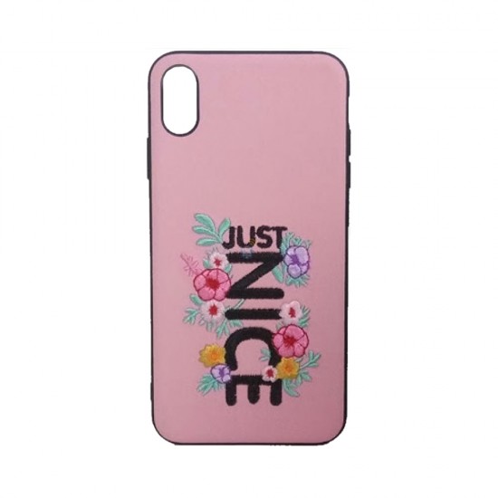 Cover Tpu With Design Of Embroidery For Apple Iphone Xs Max (6.5) Pink