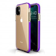 Apple Iphone 11 Funda De Silicona Color De Esquina Flexible Púrpura / Transparente