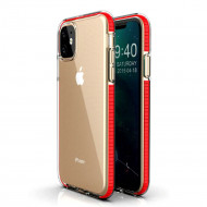 Apple Iphone 11 Pro Max Funda De Silicona Color De Esquina Flexible Rojo / Transparente