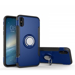 Cover Magnetic Kickstand With Ring Holder 360 Degree Protection For Iphone Xr Blue