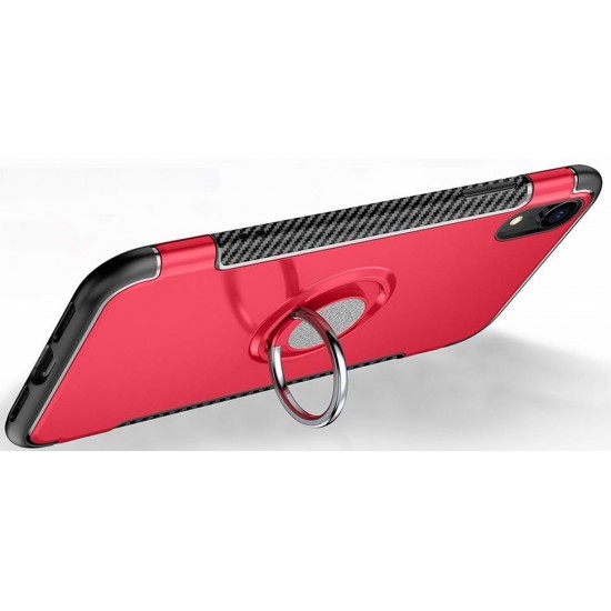 Cover Magnetic Kickstand With Ring Holder 360 Degree Protection For Iphone Xr Red