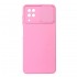 Capa Silicone Gel Samsung Galaxy A12 Rosa Com Protetor De Câmera E Janela Deslizante