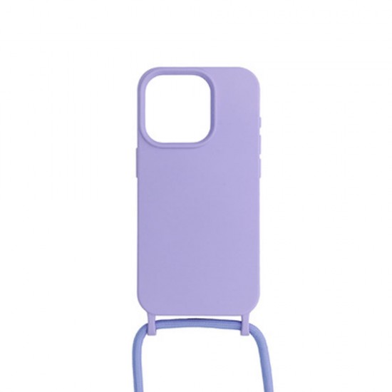 Funda De Silicona Apple Iphone 13 Pro Max Lila Con Cuerda