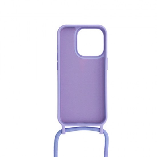 Capa Silicone Apple Iphone 13 Pro Max Lilás Com Corda