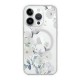 Funda De Silicona Apple Iphone 14 Transparente Flores Design 5 Con Protector De Cámara Magsafe