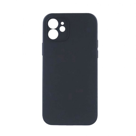 Funda De Silicona Apple Iphone 12 Negra Con Protector De Cámara