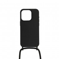 Funda De Silicona Apple Iphone 14 Pro Negro Con Cuerda