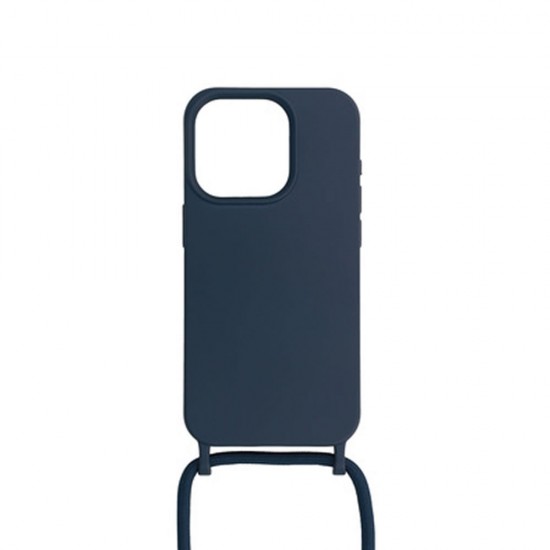 Apple Iphone 14 Pro Dark Blue Silicone Case With String