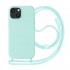 Capa Silicone Apple Iphone 15 Verde Turquesa Com Corda