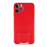 Funda De Silicona Apple Iphone 13 Pro Roja Con Protector De Cámara Y Soporte