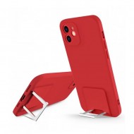 Funda De Silicona Apple Iphone 13 Pro Roja Con Protector De Cámara Y Soporte
