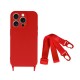 Apple Iphone 15 Pro Max Red Silicone Case With Camera Protector And String