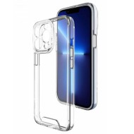 Capa Silicone Dura Anti-Choque Apple Iphone 14 Pro Transparente Com Protetor De Câmera