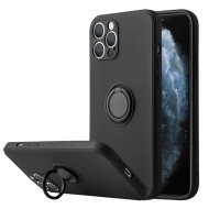 Capa Silicone Com Anel De Dedo Apple Iphone 14 Pro Preto Com Protetor De Câmera