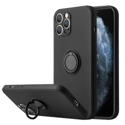 Apple Iphone 14 Pro Black With Camera Protector And Ring Holder Silicone Case