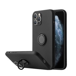 Apple Iphone 11 Pro Black Silicone Case With Camera Protector, Ring And String