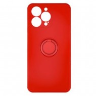 Funda De Silicona Apple Iphone 14 Pro Rojo Con Protector De Cámara Y Soporte De Anilla