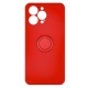 Capa Silicone Com Anel De Dedo Apple Iphone 14 Pro Vermelho Com Protetor De Câmera